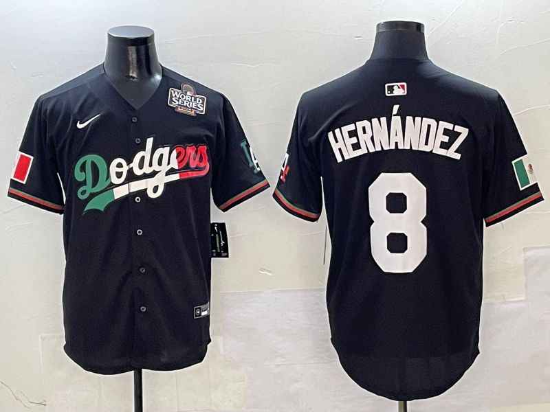 Men Los Angeles Dodgers 8 Hernandez Black Mexico Nike 2025 MLB Jersey style 7